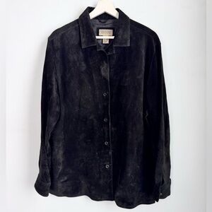 Uniform John Paul Richard Black Suede Leather Button Up Shirt Jacket Size XL